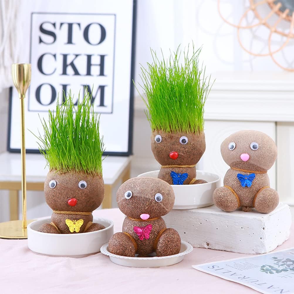 1 Piece Grass Head Doll Bonsai Grass Head Plants