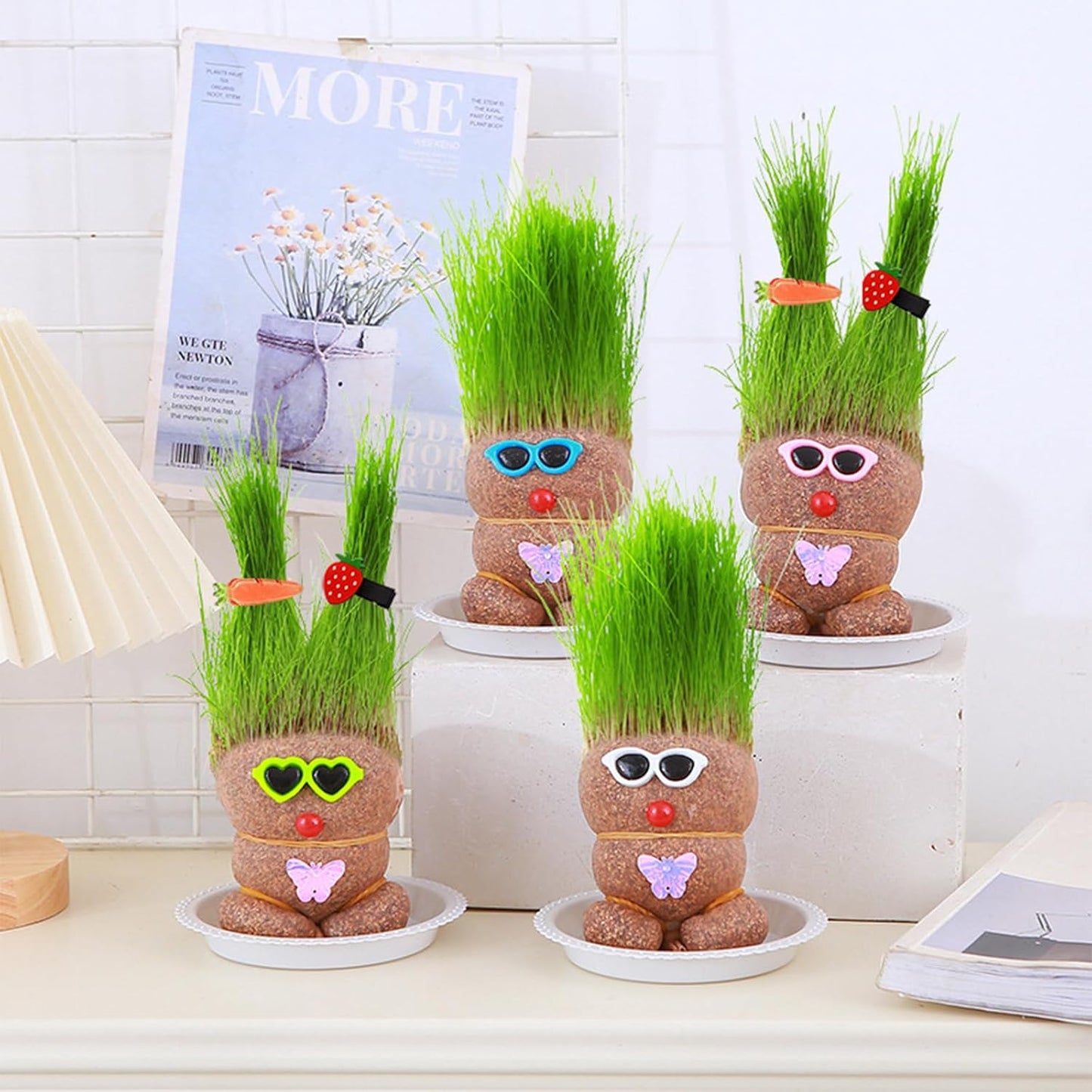 1 Piece Grass Head Doll Bonsai Grass Head Plants