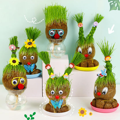 1 Piece Grass Head Doll Bonsai Grass Head Plants